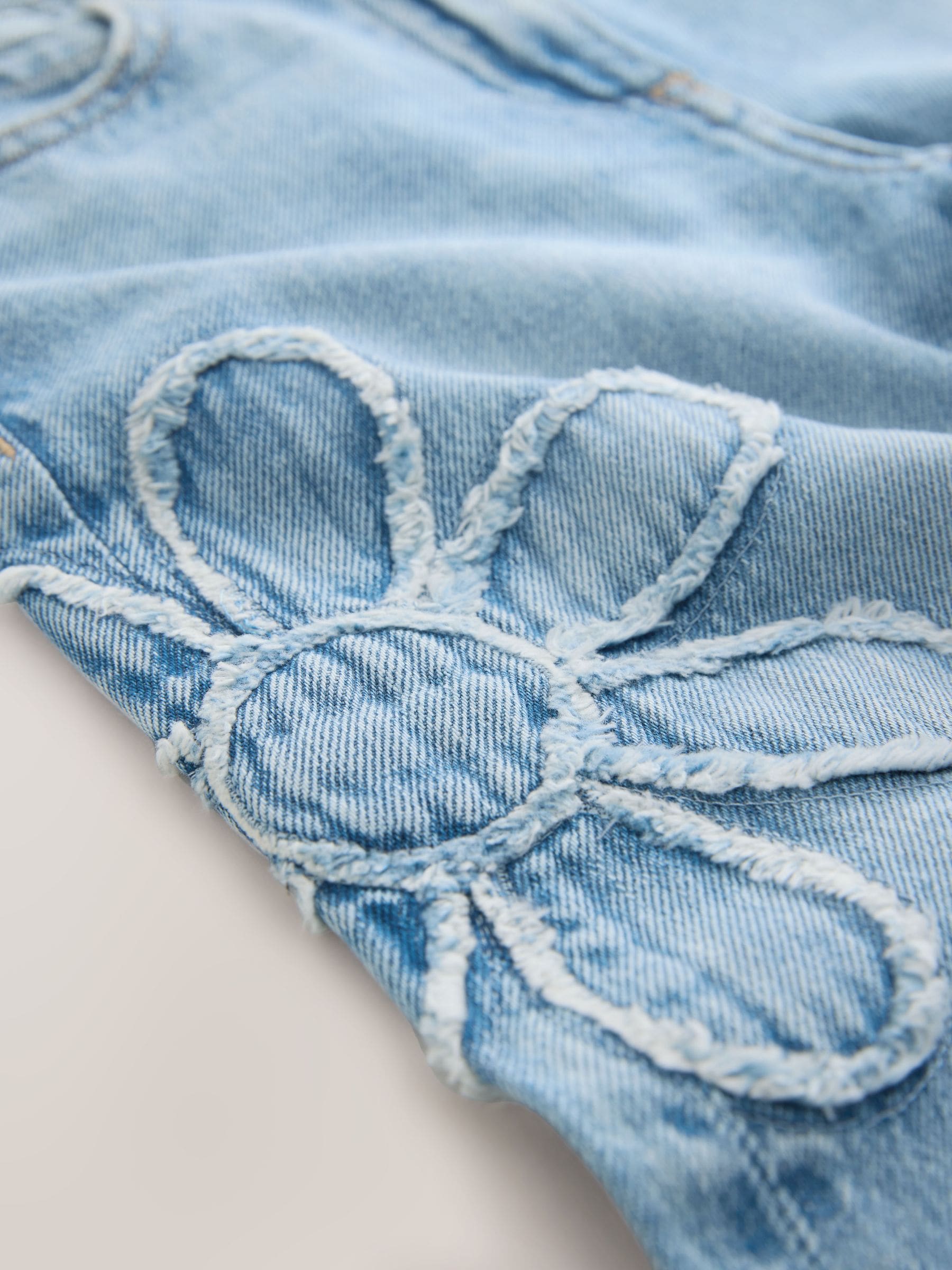 Buy Mid Blue Floral Appliqué Wide Leg Jeans (3-16yrs) from Next USA