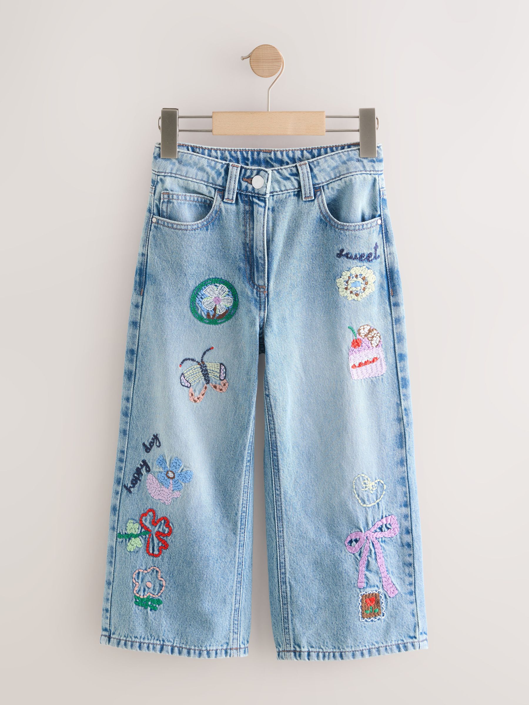 Buy Denim Embroidery Wide Leg Jeans (3-16yrs) from the Next UK