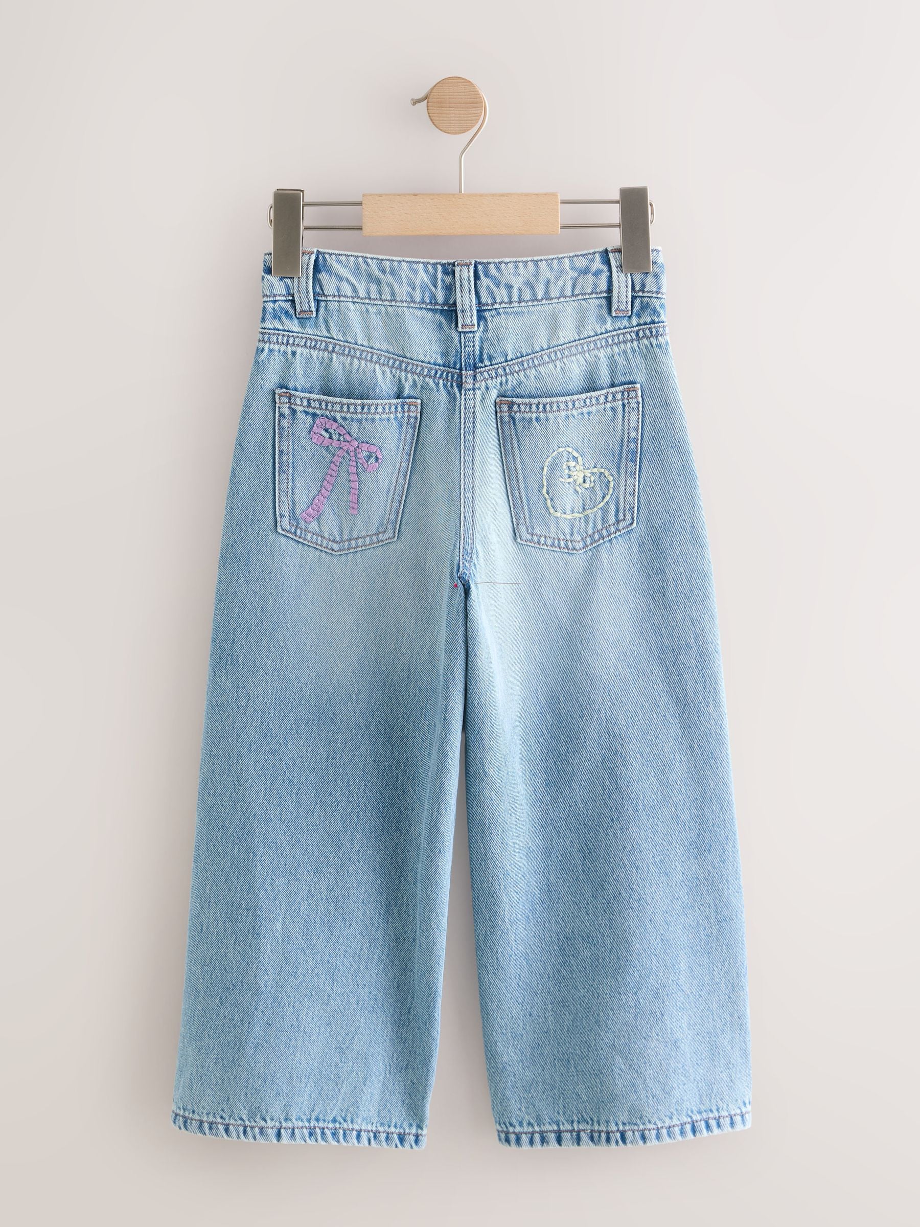 Buy Denim Embroidery Wide Leg Jeans (3-16yrs) from Next Romania