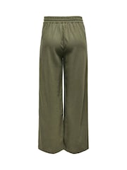JDY Green Linen Mix Wide Leg Tie Waist Trousers - Image 5 of 5