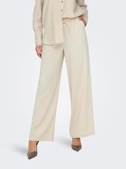 JDY Natural Linen Mix Wide Leg Tie Waist Trousers - Image 1 of 5