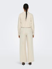 JDY Natural Linen Mix Wide Leg Tie Waist Trousers - Image 2 of 5