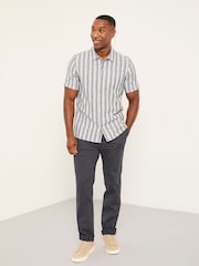 FatFace Denim Dark Blue Short Sleeve Stripe Shirt - Image 4 of 6