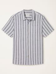 FatFace Denim Dark Blue Short Sleeve Stripe Shirt - Image 6 of 6