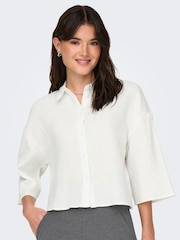 JDY 100% Cotton Cheesecloth Cropped Shirt with 3/4 Sleeves - Imagen 2 de 7