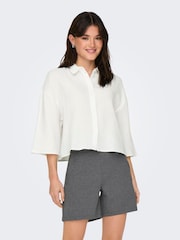 JDY 100% Cotton Cheesecloth Cropped Shirt with 3/4 Sleeves - Imagen 3 de 7