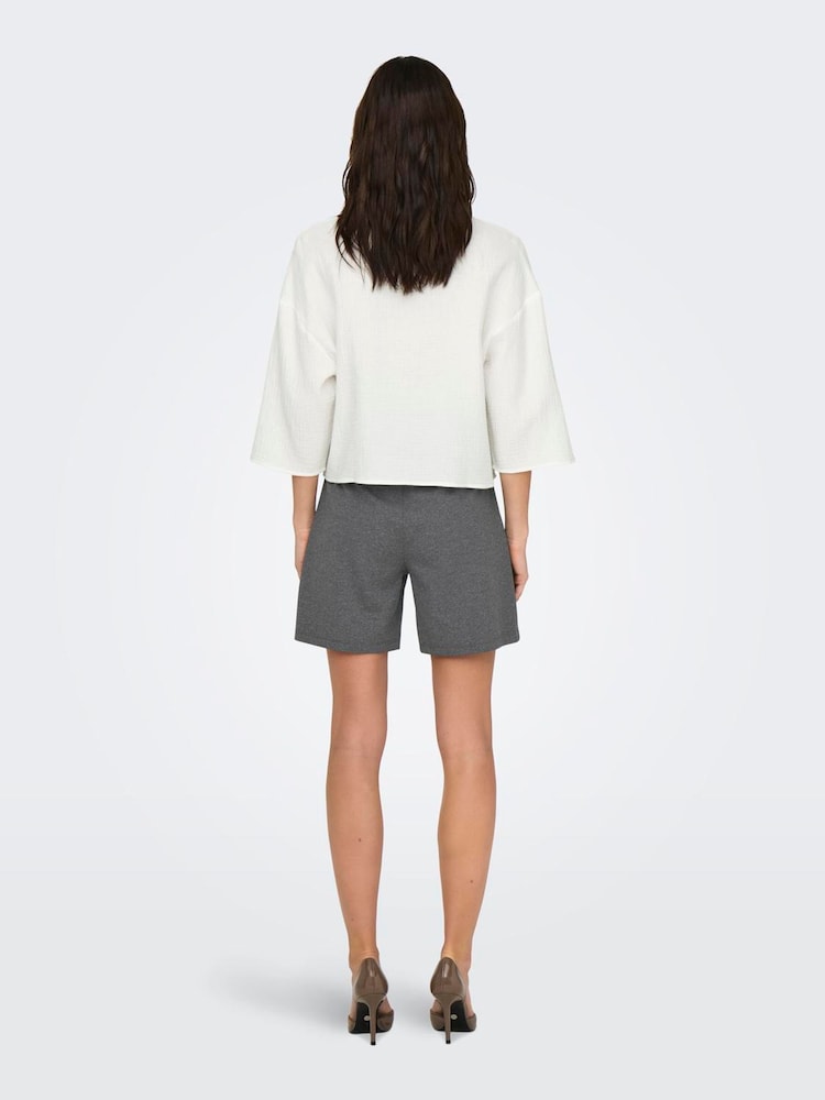 JDY White 100% Cotton Cheesecloth Cropped Shirt with 3/4 Sleeves - Image 4 of 7