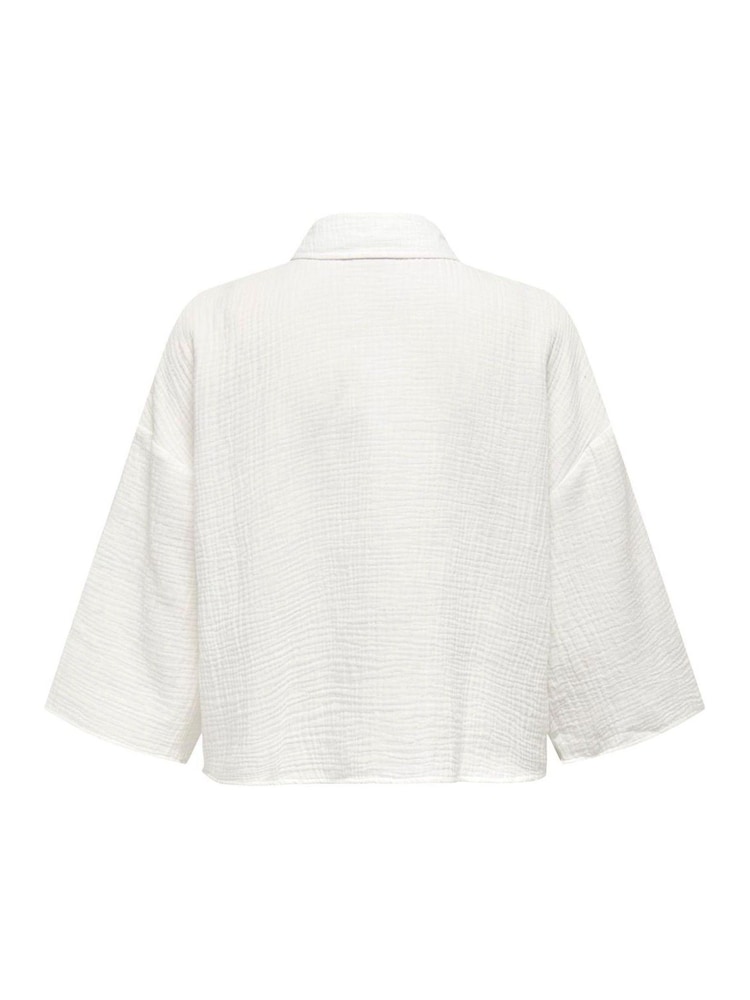 JDY 100% Cotton Cheesecloth Cropped Shirt with 3/4 Sleeves - Imagen 7 de 7
