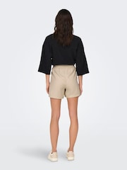 JDY Natural Linen Mix Tie Up Shorts - Image 3 of 6