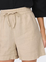 JDY Natural Linen Mix Tie Up Shorts - Image 4 of 6