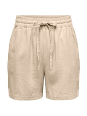 JDY Natural Linen Mix Tie Up Shorts - Image 5 of 6