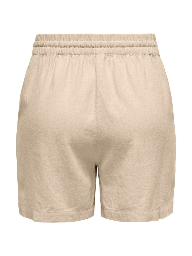 JDY Natural Linen Mix Tie Up Shorts - Image 6 of 6