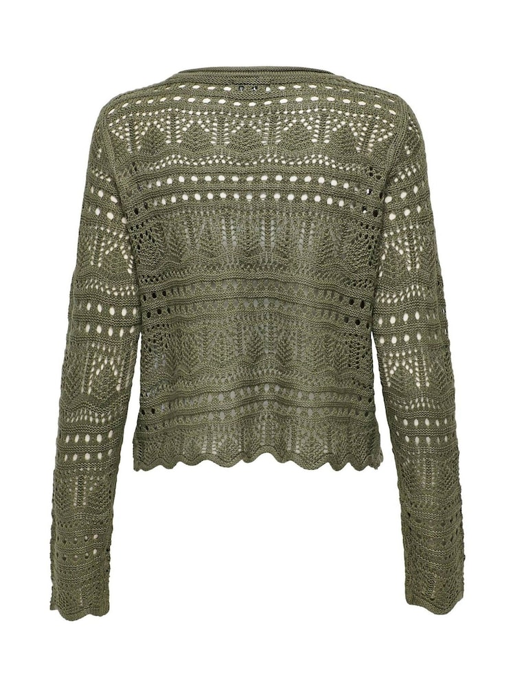 JDY Green Long Sleeve Knitted Crochet Boatneck Pullover Jumper - Image 6 of 6