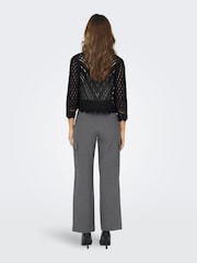 JDY Black Crochet 3/4 Sleeve Cardigan - Image 3 of 6