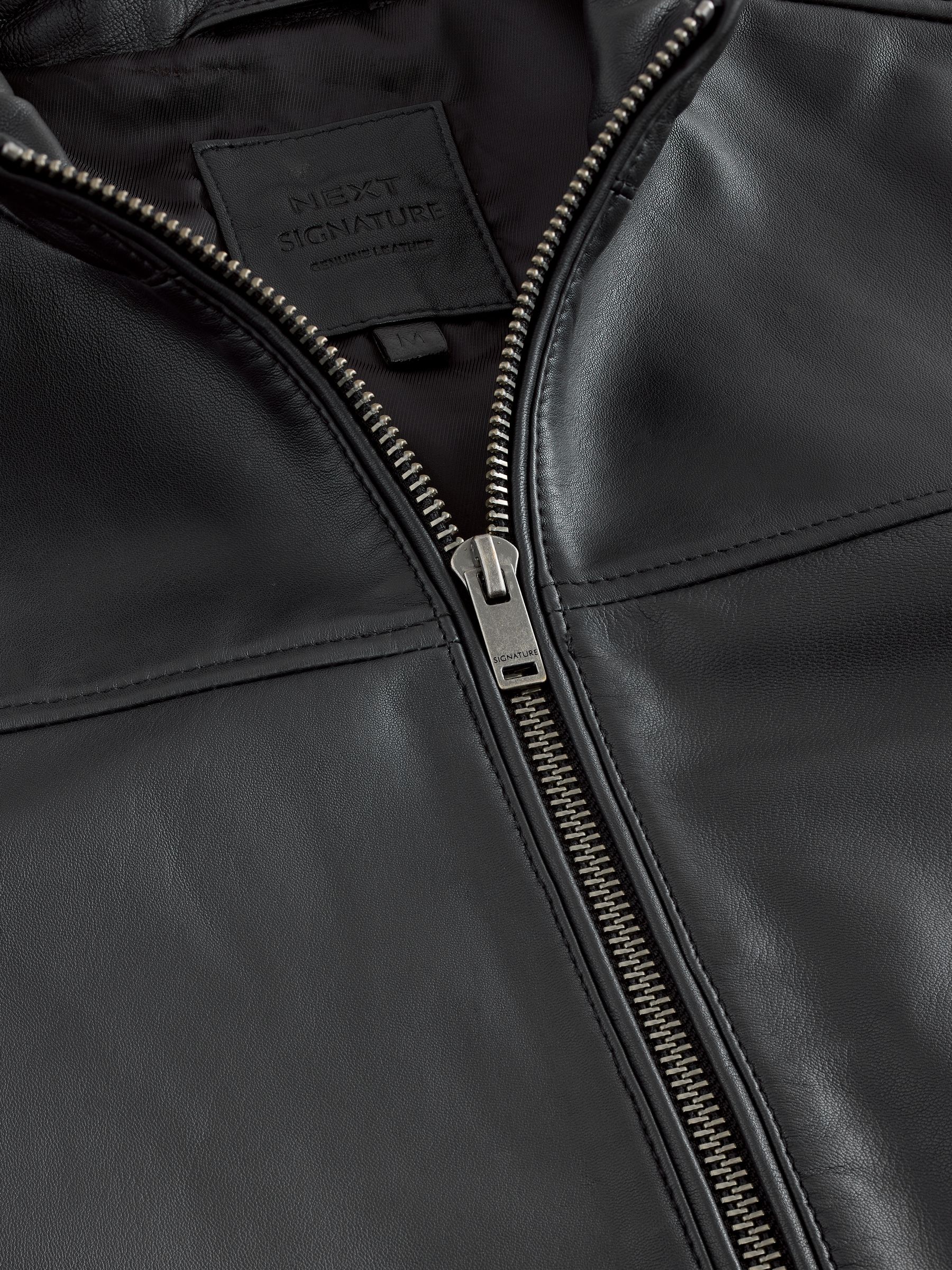 Buy Black Signature Leather Funnel Neck Jacket from Next USA