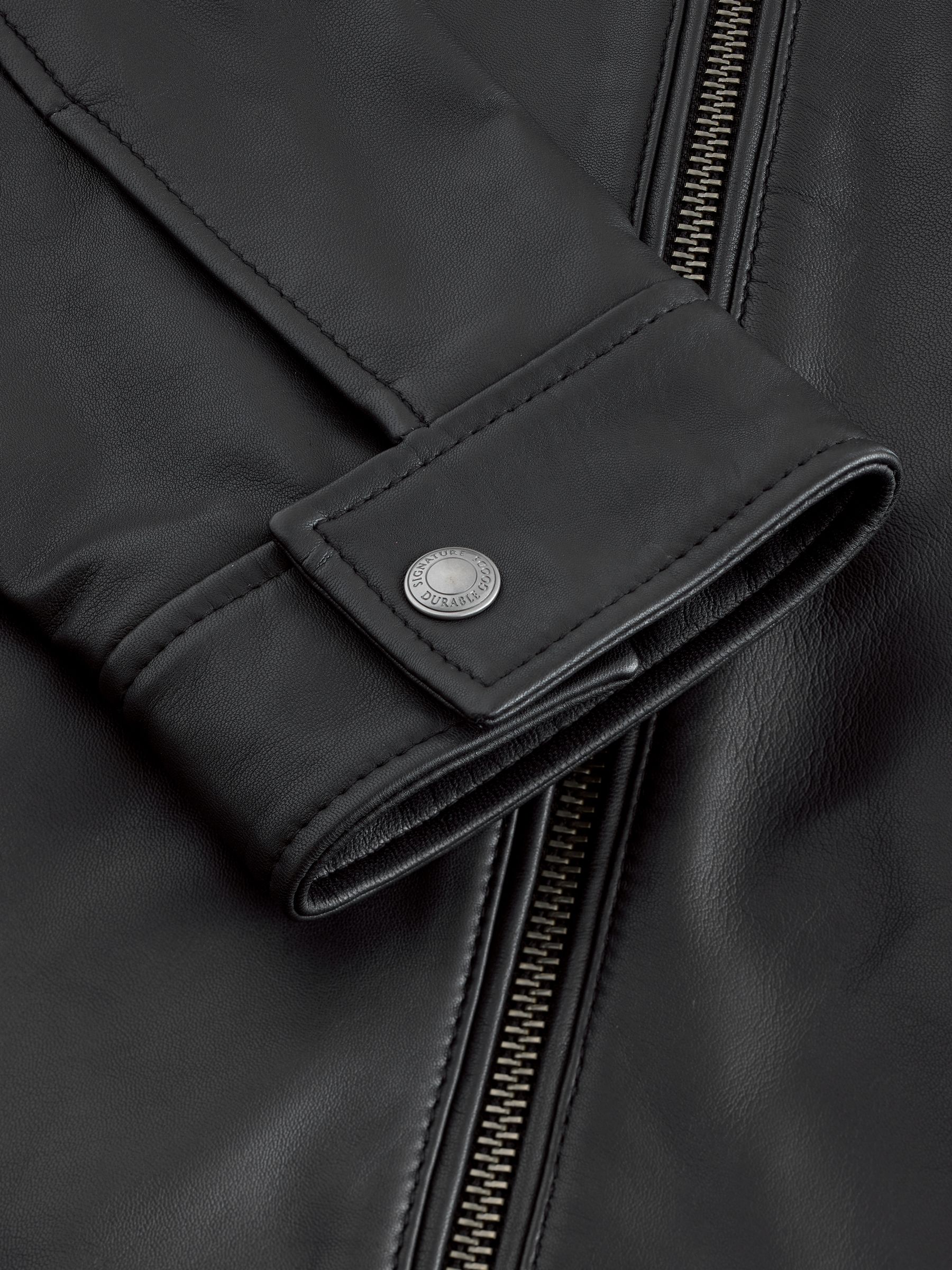 Buy Black Signature Leather Funnel Neck Jacket from Next USA
