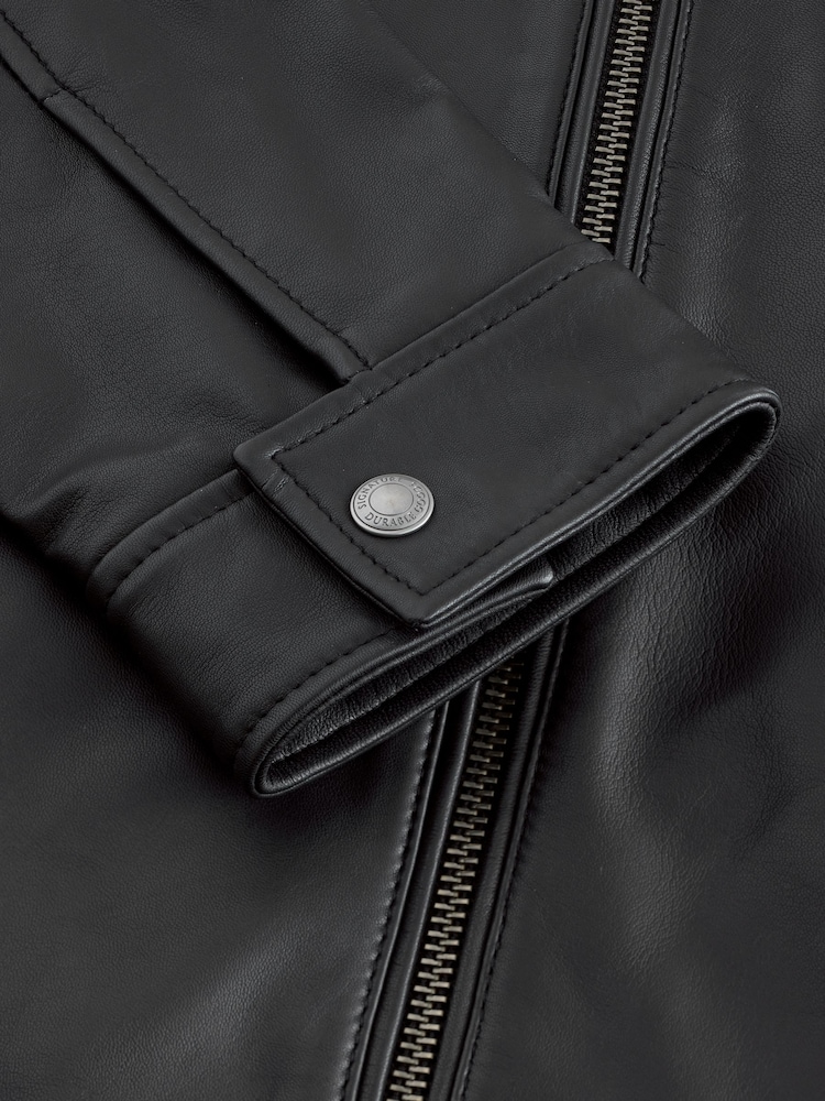 Black Signature Leather Funnel Neck Jacket - Image 13 of 13 Black Signature Leather Funnel Neck Jacket - Image 13 of 13