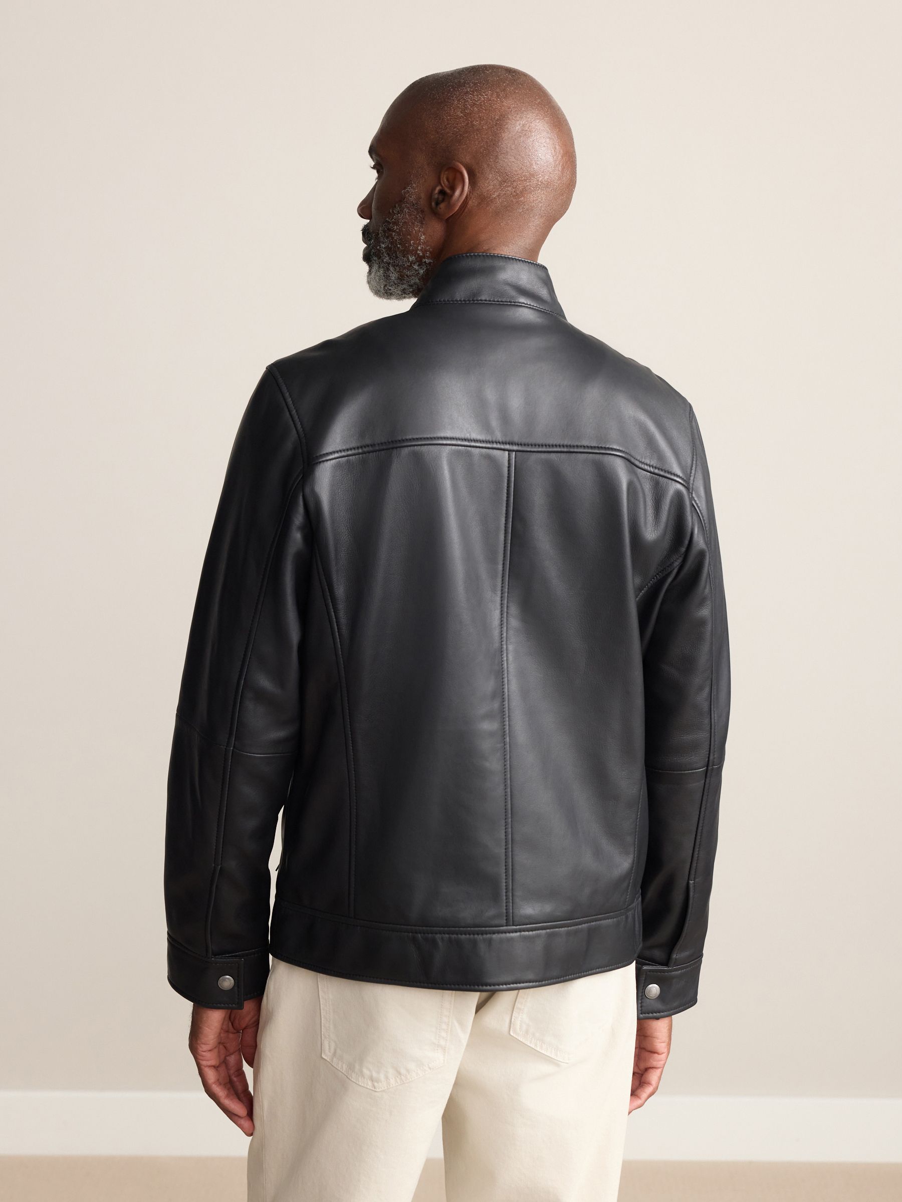 Buy Black Signature Leather Funnel Neck Jacket from Next USA