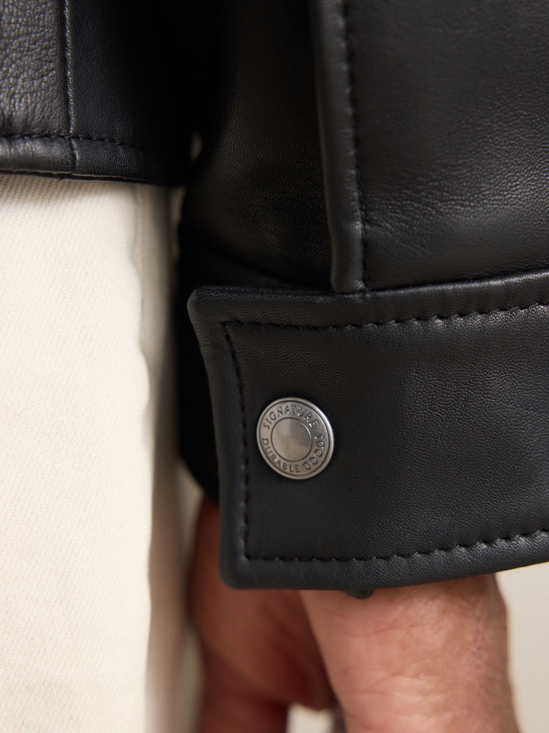 Buy Black Signature Leather Funnel Neck Jacket from Next USA