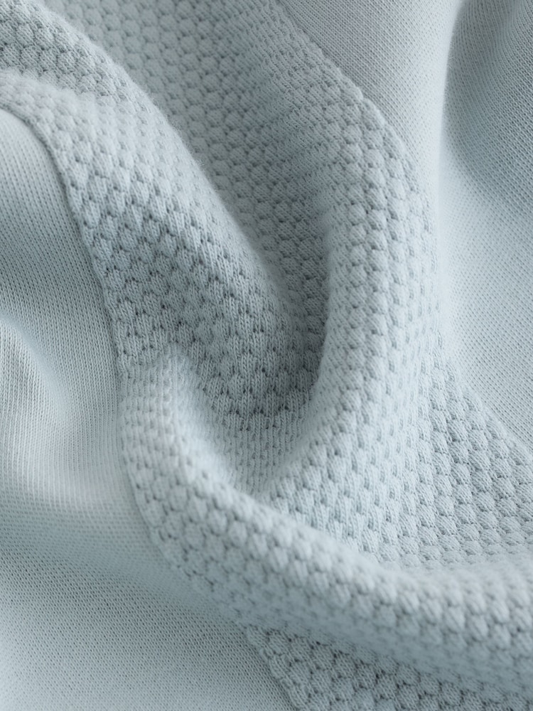 Blue Textured Short Sleeve Zip Neck Polo Shirt (3-16yrs) - Image 4 of 4