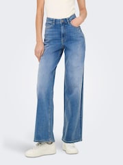 JDY Blue High Waist Wide Leg Denim Jeans With Stretch - Image 1 of 6