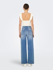 JDY Blue High Waist Wide Leg Denim Jeans With Stretch - Image 2 of 6