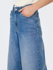 JDY Blue High Waist Wide Leg Denim Jeans With Stretch - Image 3 of 6