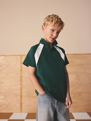 أخضر/أبيض - قميص بولو بكُم قصير بألوان متعارضة (3-16 سنة) - صورة 4 من 8