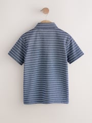 Navy/White Stripe Short Sleeve Jersey Polo Shirt (3-16yrs) - Image 7 of 9