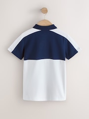 أزرق داكن/أبيض - قميص بولو بكُم قصير بألوان متعارضة (3-16 سنة) - صورة 2 من 4