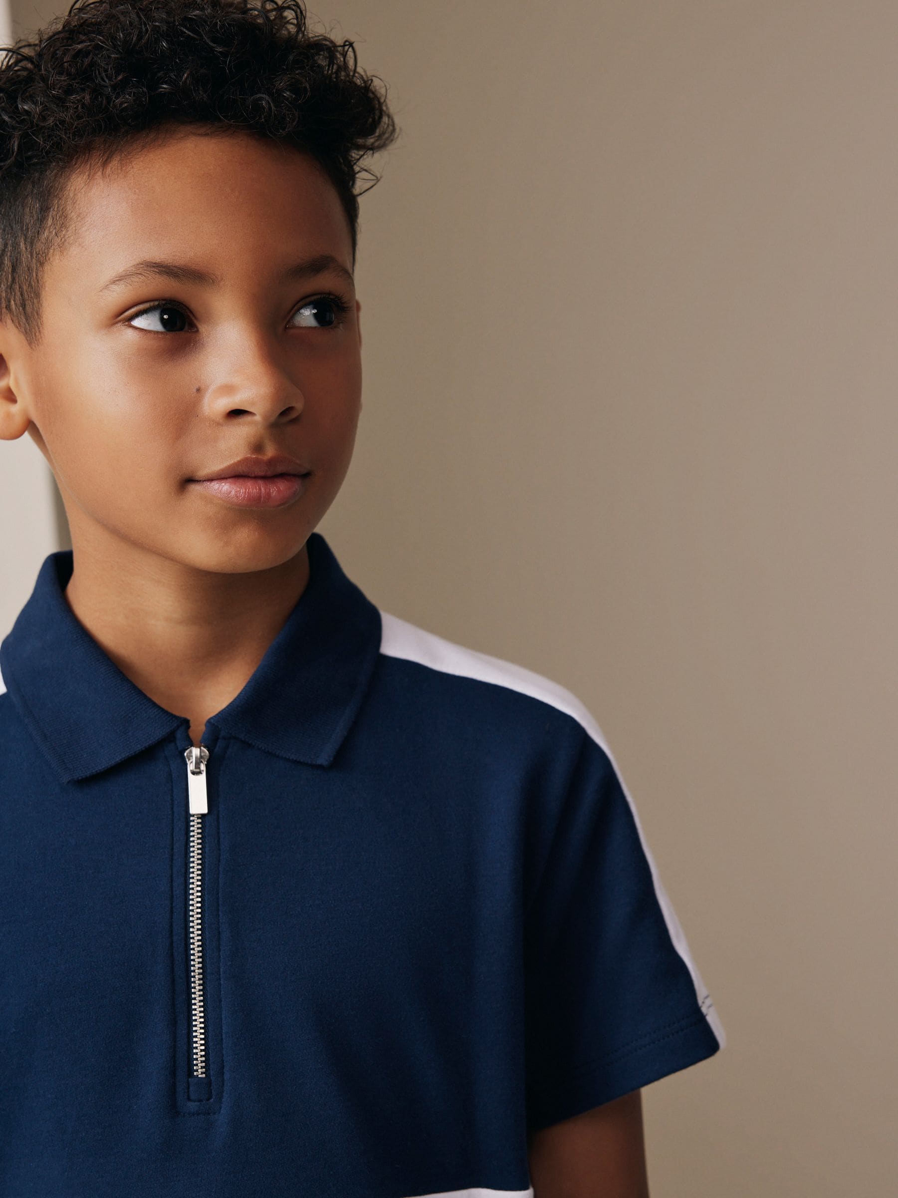 Buy Navy/White Short Sleeve Colourblock Polo Shirt (3-16yrs) from