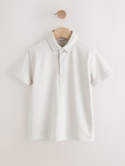 Ecru Check Short Sleeve Jersey Polo Shirt (3-16yrs) - Image 1 of 4
