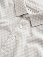 Ecru Check Short Sleeve Jersey Polo Shirt (3-16yrs) - Image 4 of 4