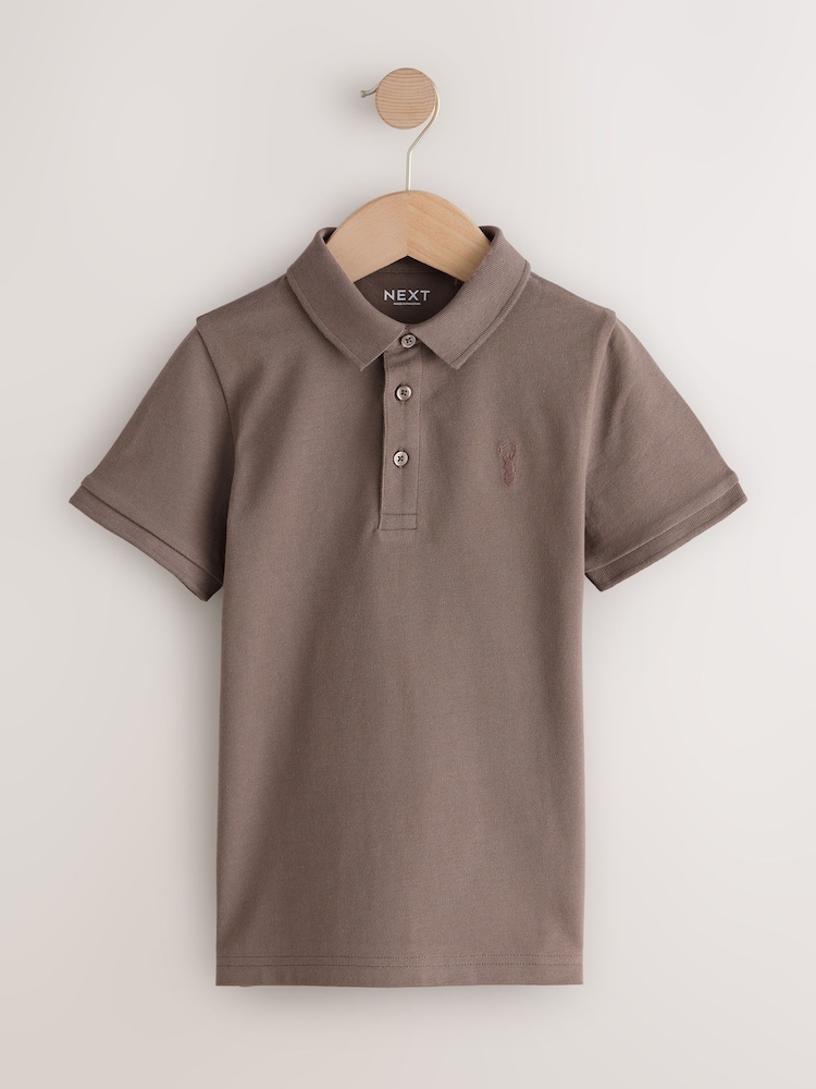 Mink Brown Short Sleeve Polo Shirt (3-16yrs) - Image 1 of 4 Mink Brown Short Sleeve Polo Shirt (3-16yrs) - Image 1 of 4