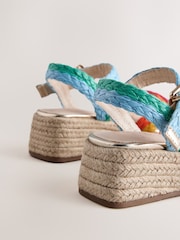 Little Bird by Jools Oliver Pastel Rainbow Plaited Cross Strap Wedge Sandals - Image 5 of 5
