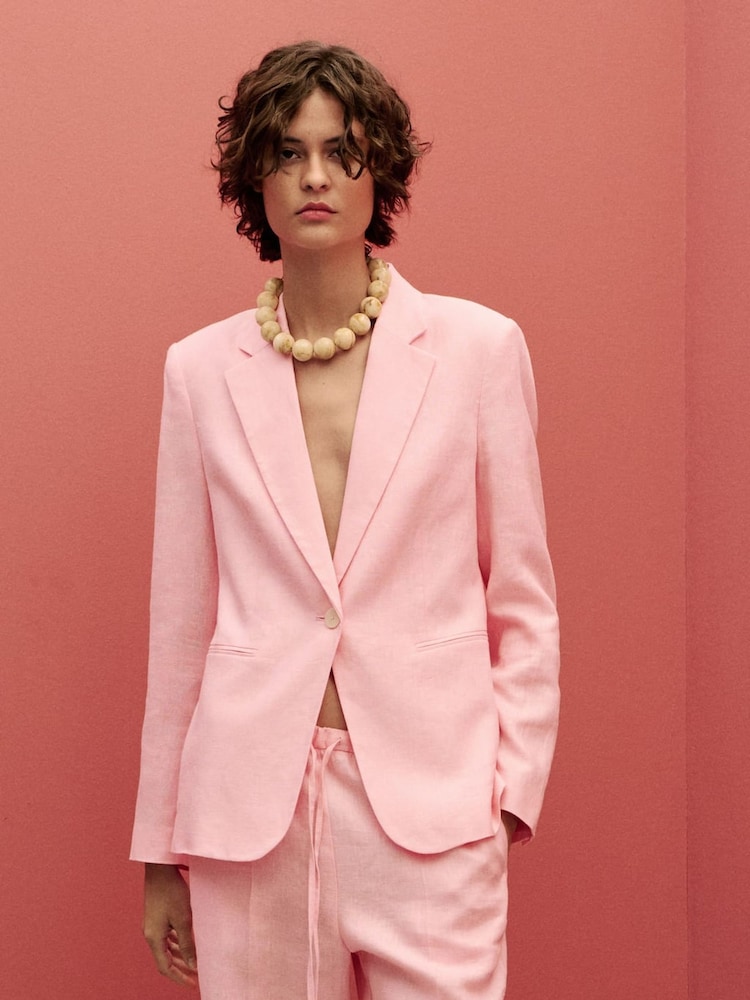 Mango Pink Blazer Boreli Suit Jacket - Image 1 of 6