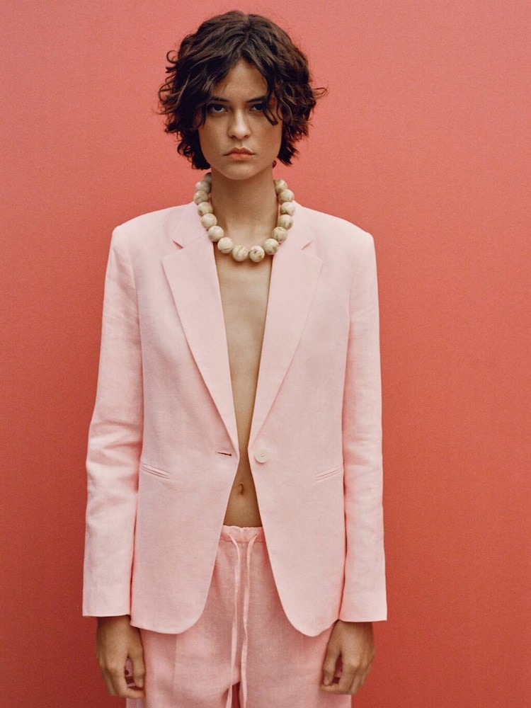 Suit Jacket Mango Blazer Rose Sequin Jacket With Belt Women MANGO