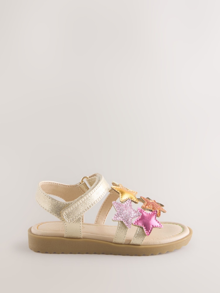 Little Bird by Jools Oliver Gold Metallic Rainbow Star Sandals - Image 2 of 5