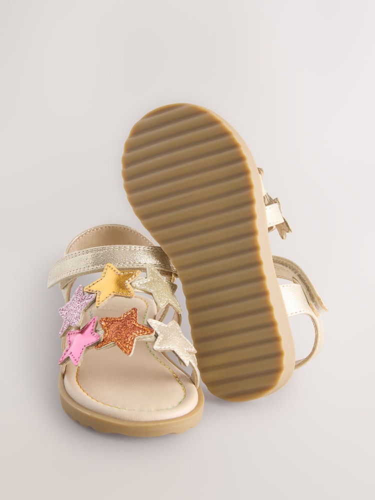 Little Bird by Jools Oliver Gold Metallic Rainbow Star Sandals - Image 5 of 5