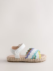 Little Bird by Jools Oliver White Pastel Rainbow Ric Rac Sandals - Image 1 of 6