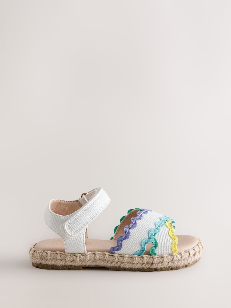 Little Bird by Jools Oliver White Pastel Rainbow Ric Rac Sandals - Image 1 of 6