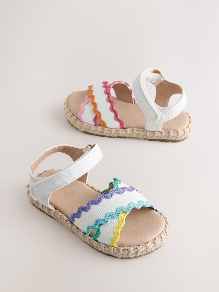 Little Bird by Jools Oliver White Pastel Rainbow Ric Rac Sandals - Image 2 of 6