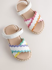 Little Bird by Jools Oliver White Pastel Rainbow Ric Rac Sandals - Image 3 of 6