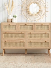 Birlea Brown Croxley 5 Drawer Rattan 7 Drawer Chest - Image 1 of 6