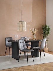 Birlea Black Axel Oval Fluted Dining Table and Chair Set - Image 1 of 6