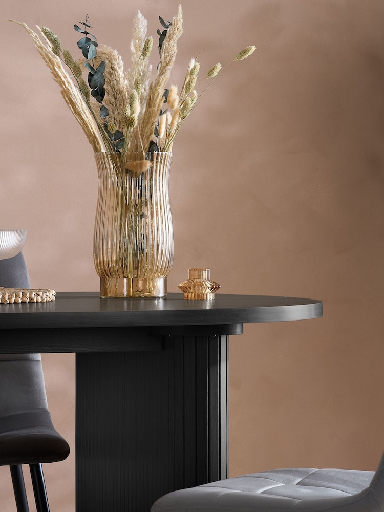 Birlea Black Axel Oval Fluted Dining Table and Chair Set - Image 2 of 6