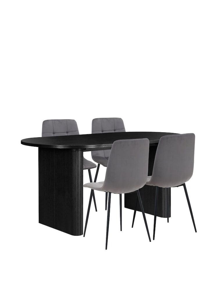 Birlea Black Axel Oval Fluted Dining Table and Chair Set - Image 6 of 6