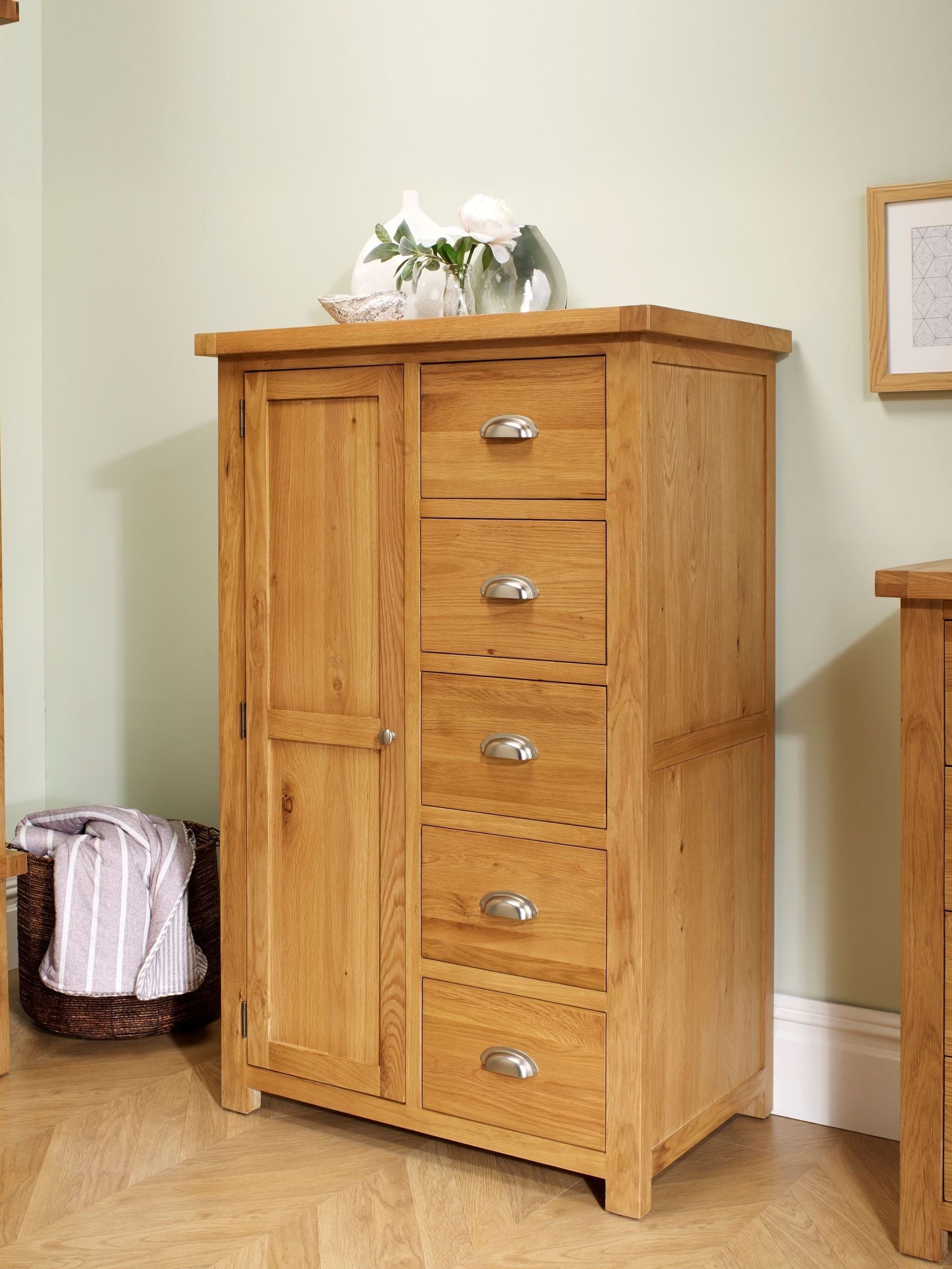 Birlea Woburn 1 Door 5 Drawer Wardrobe Oak in Light Oak - Image 6