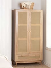 Birlea Brown Croxley Double 1 Drawer Rattan Wardrobe - Image 1 of 7