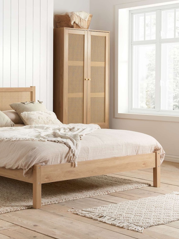 Birlea Brown Croxley Double 1 Drawer Rattan Wardrobe - Image 2 of 7